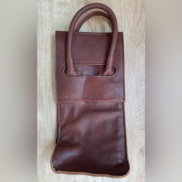 Handbags - Brown leather wine bag classic design unisex beautiful gift wine lover